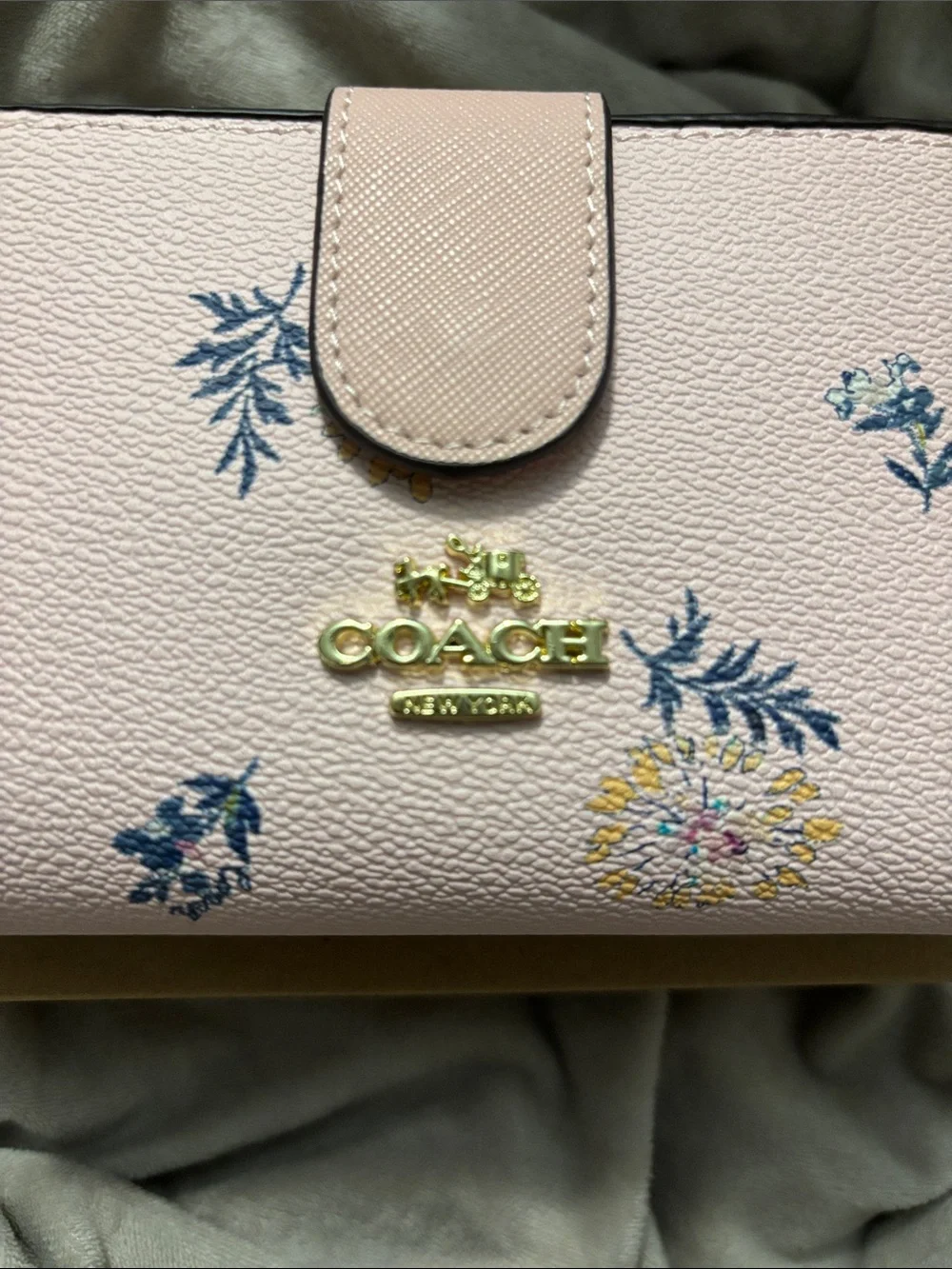 COACH Pink Floral Embroidered Leather Wallet